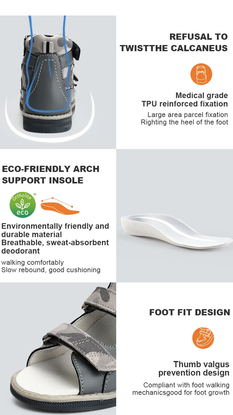 Orthopedic Sandals for Kids and Toddlers, Summer Children's Corrective Shoes for Flat Feet Tiptoe Walking,High-Top Ankle Support