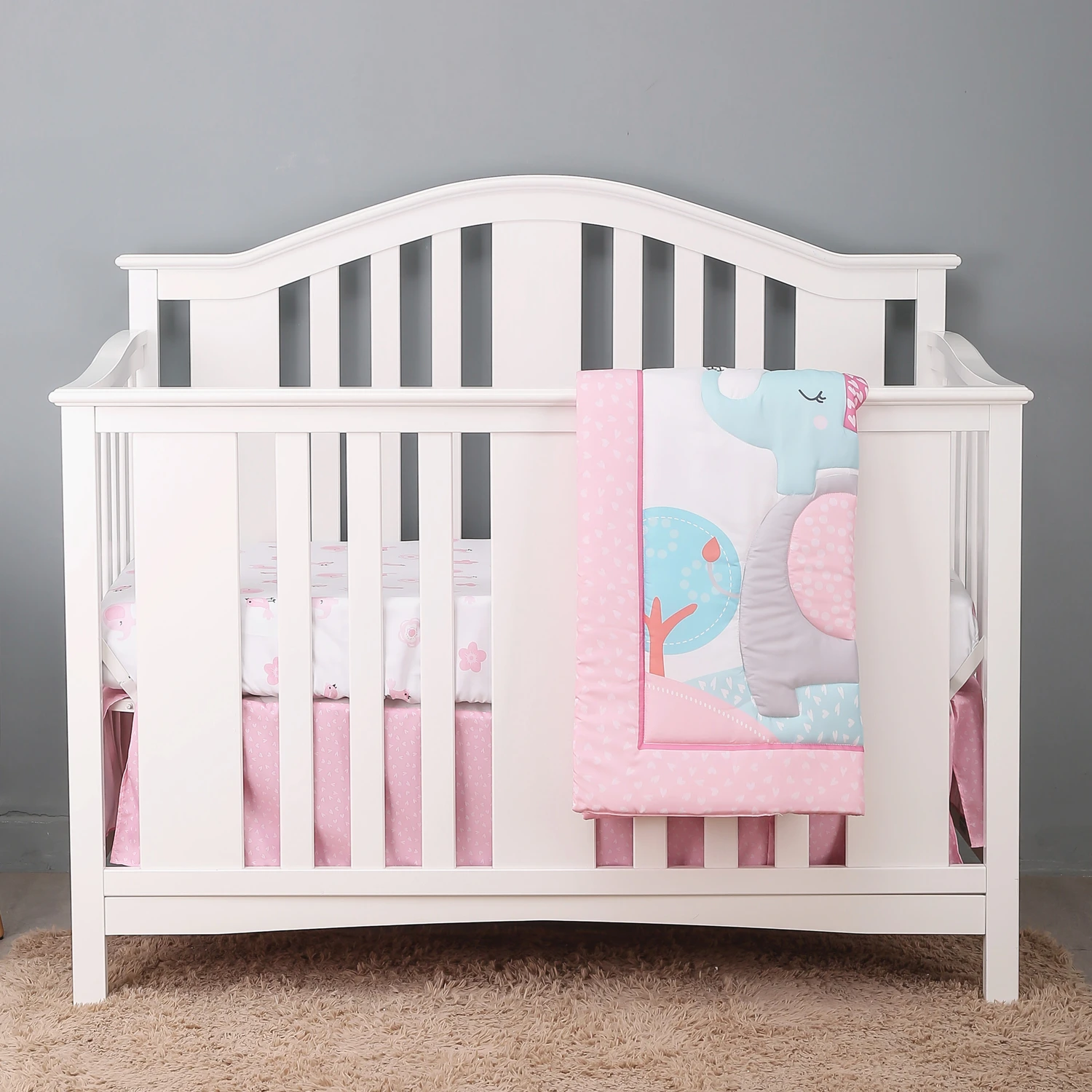 Crib Bedding Set for Boys Girls Nursery Bedding Soft Baby Bedding Crib Set 4Piece Crib Comforter Fitted Sheet Crib Skirt Blanket