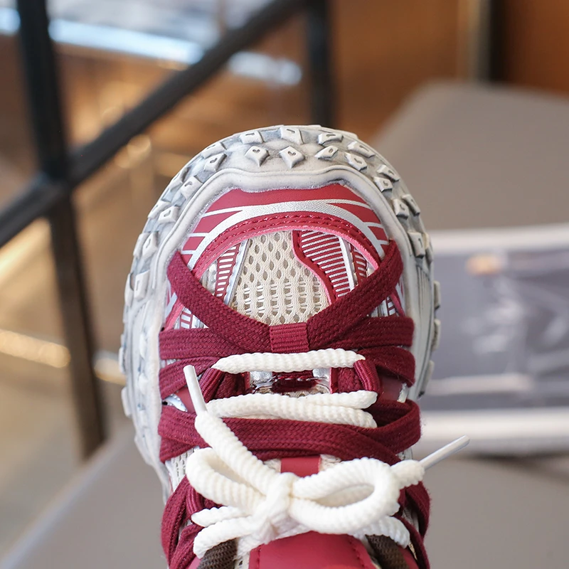 Children's Sneakers for Boy Chunky Non-slip Girls Sneakers Fashion Mesh Breathable Kids Causal School Basketball Shoes Versatile