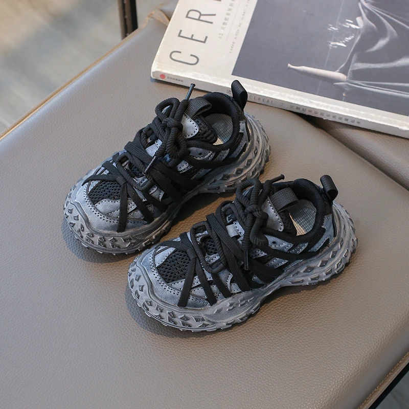 Children's Sneakers for Boy Chunky Non-slip Girls Sneakers Fashion Mesh Breathable Kids Causal School Basketball Shoes Versatile