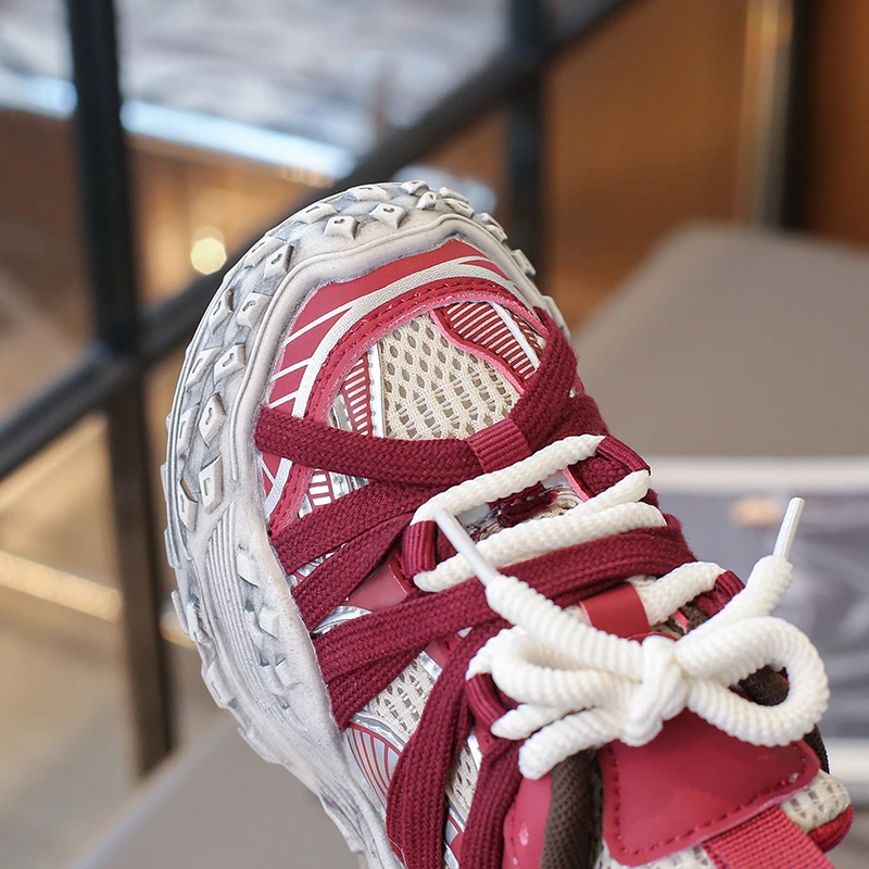 Children's Sneakers for Boy Chunky Non-slip Girls Sneakers Fashion Mesh Breathable Kids Causal School Basketball Shoes Versatile