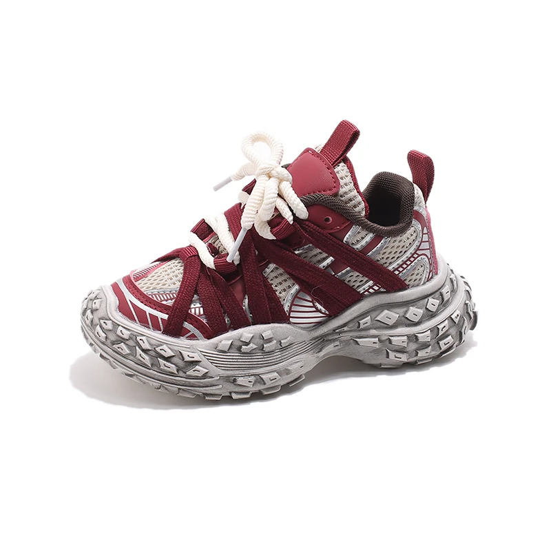 Children's Sneakers for Boy Chunky Non-slip Girls Sneakers Fashion Mesh Breathable Kids Causal School Basketball Shoes Versatile