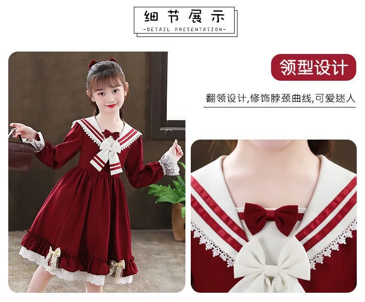 2026 Summer Lolita Child Costume Clothes Girls Casual Midi Dress Children Dresses For Teens Party Princess Sundress 5-14 Years