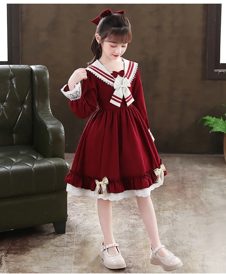 2026 Summer Lolita Child Costume Clothes Girls Casual Midi Dress Children Dresses For Teens Party Princess Sundress 5-14 Years