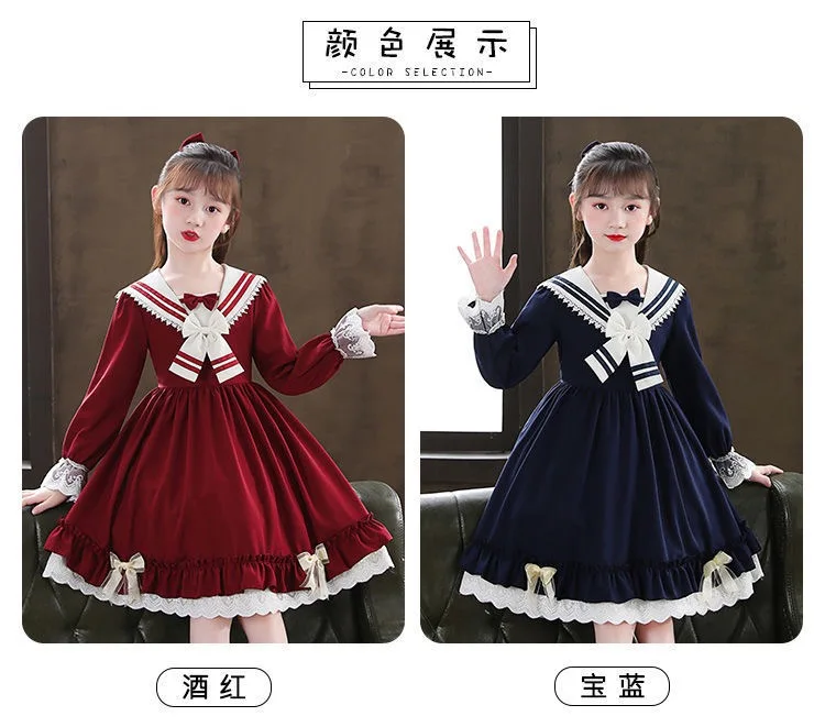 2026 Summer Lolita Child Costume Clothes Girls Casual Midi Dress Children Dresses For Teens Party Princess Sundress 5-14 Years