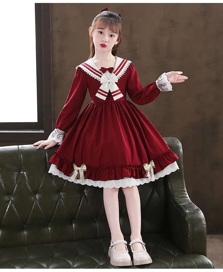 2026 Summer Lolita Child Costume Clothes Girls Casual Midi Dress Children Dresses For Teens Party Princess Sundress 5-14 Years