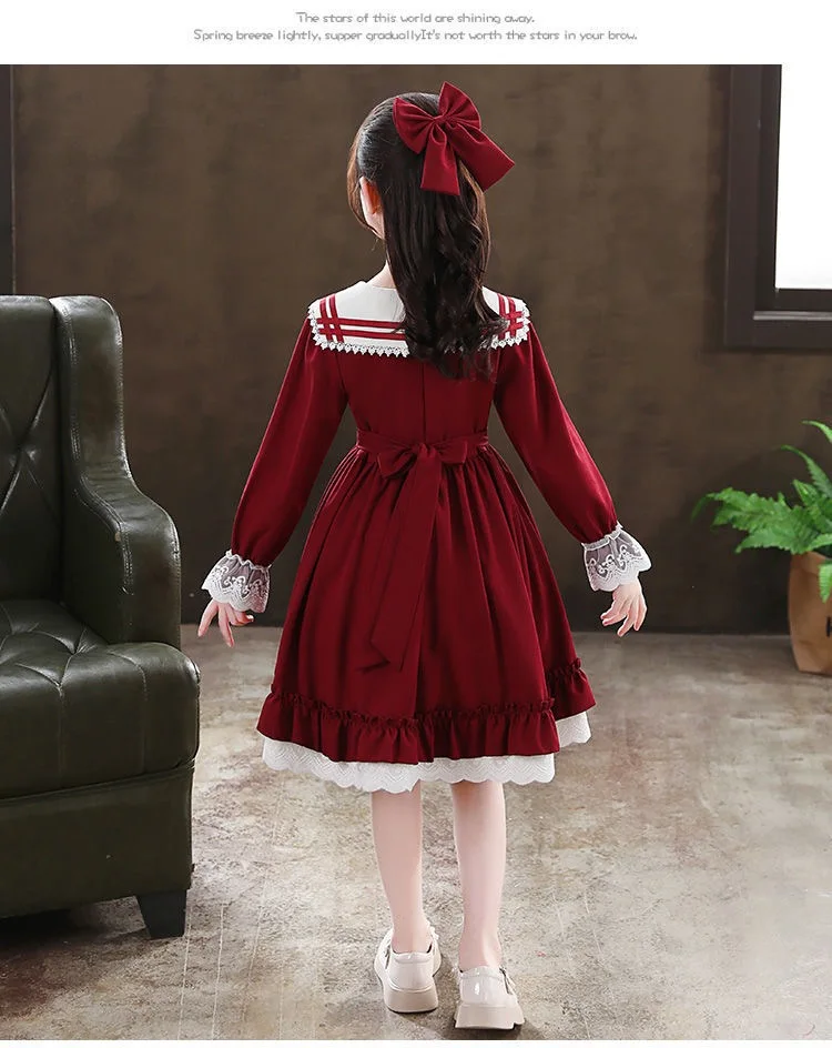 2026 Summer Lolita Child Costume Clothes Girls Casual Midi Dress Children Dresses For Teens Party Princess Sundress 5-14 Years