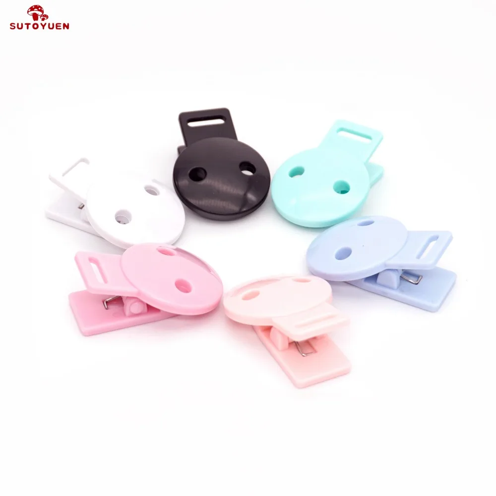 Sutoyuen 100pcs Plastic Round Baby Pacifier Clips For DIY Dummy Chain Holder Teething Toy Accessories Making