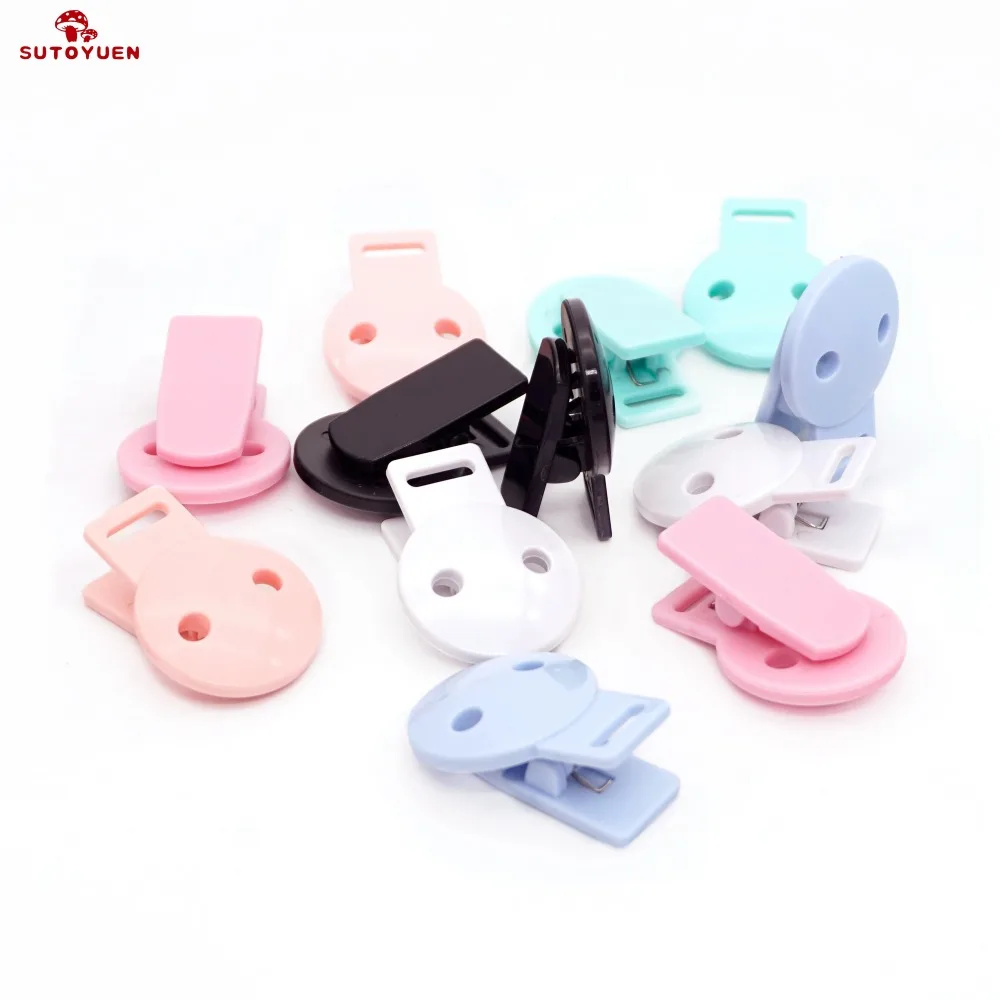 Sutoyuen 100pcs Plastic Round Baby Pacifier Clips For DIY Dummy Chain Holder Teething Toy Accessories Making