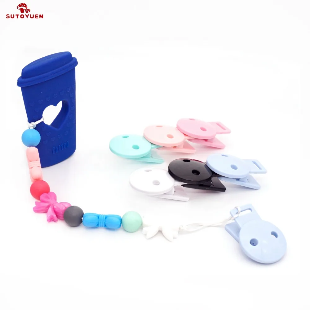 Sutoyuen 100pcs Plastic Round Baby Pacifier Clips For DIY Dummy Chain Holder Teething Toy Accessories Making