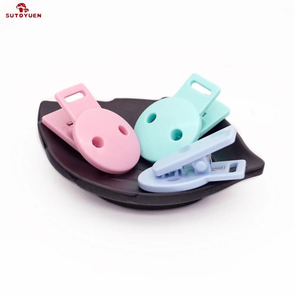 Sutoyuen 100pcs Plastic Round Baby Pacifier Clips For DIY Dummy Chain Holder Teething Toy Accessories Making