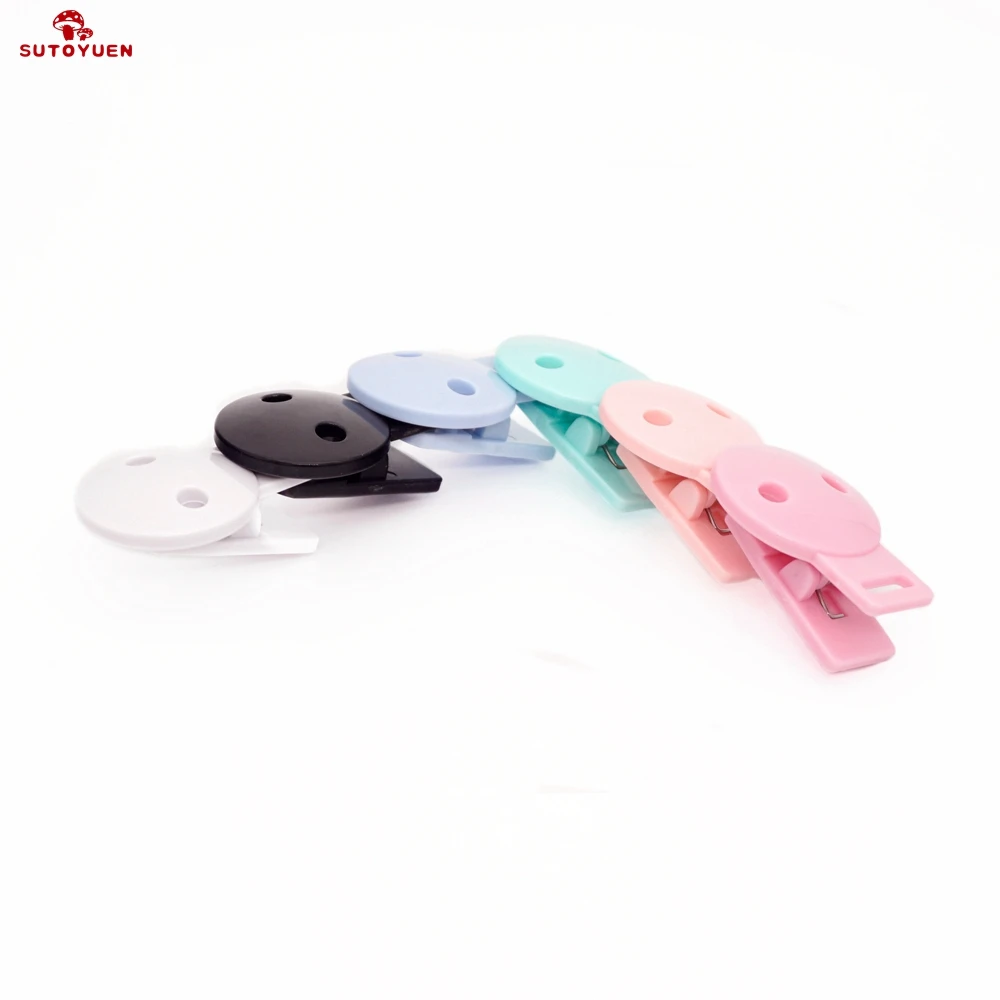 Sutoyuen 100pcs Plastic Round Baby Pacifier Clips For DIY Dummy Chain Holder Teething Toy Accessories Making