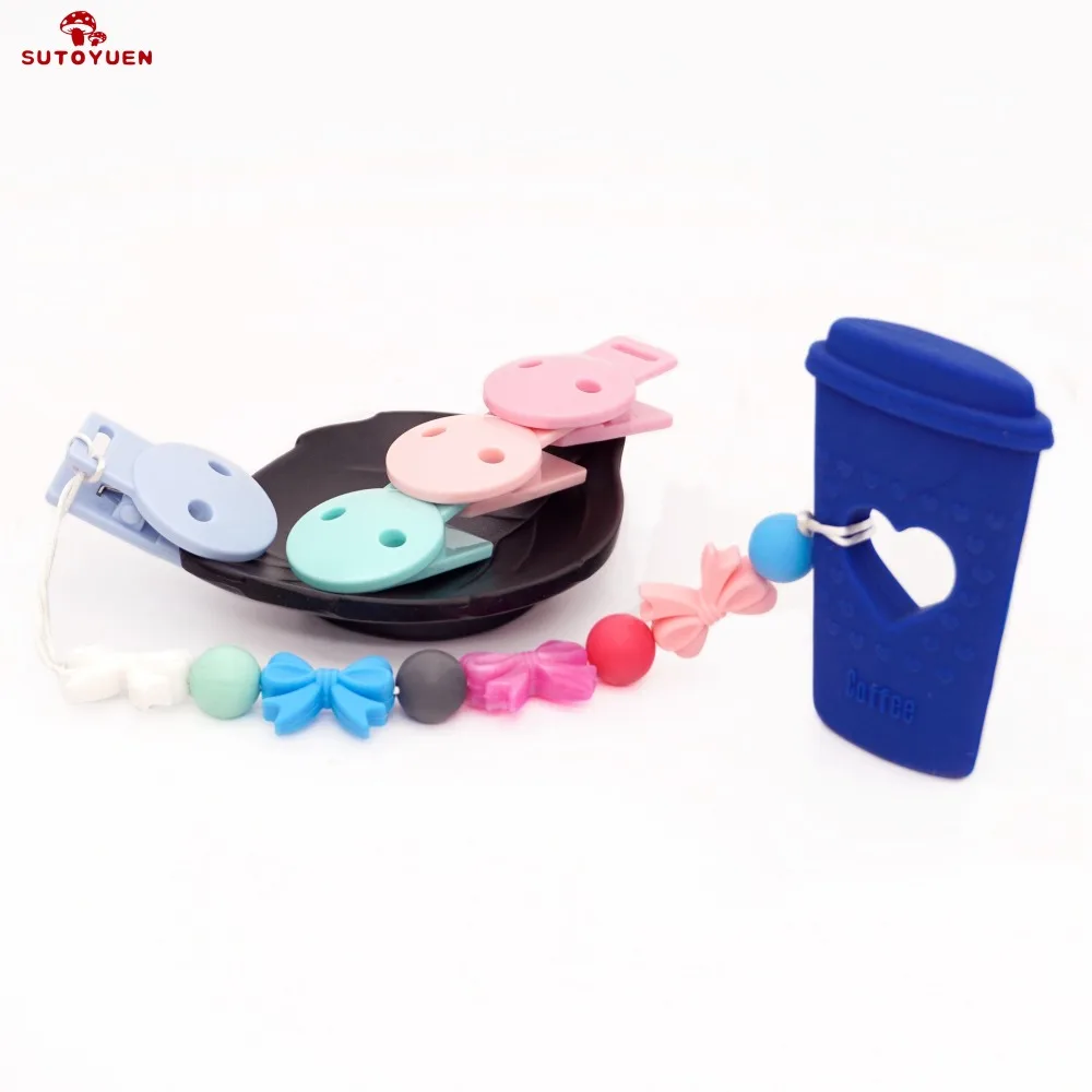 Sutoyuen 100pcs Plastic Round Baby Pacifier Clips For DIY Dummy Chain Holder Teething Toy Accessories Making