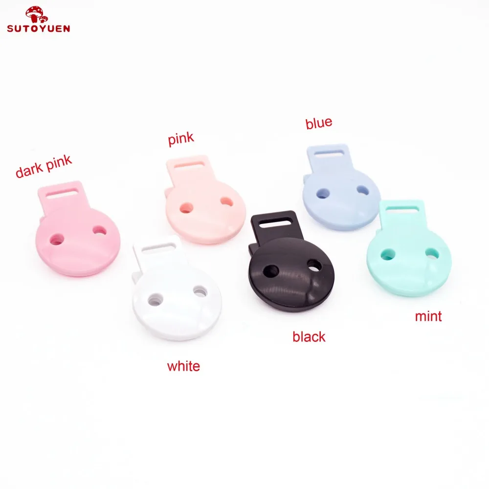 Sutoyuen 100pcs Plastic Round Baby Pacifier Clips For DIY Dummy Chain Holder Teething Toy Accessories Making