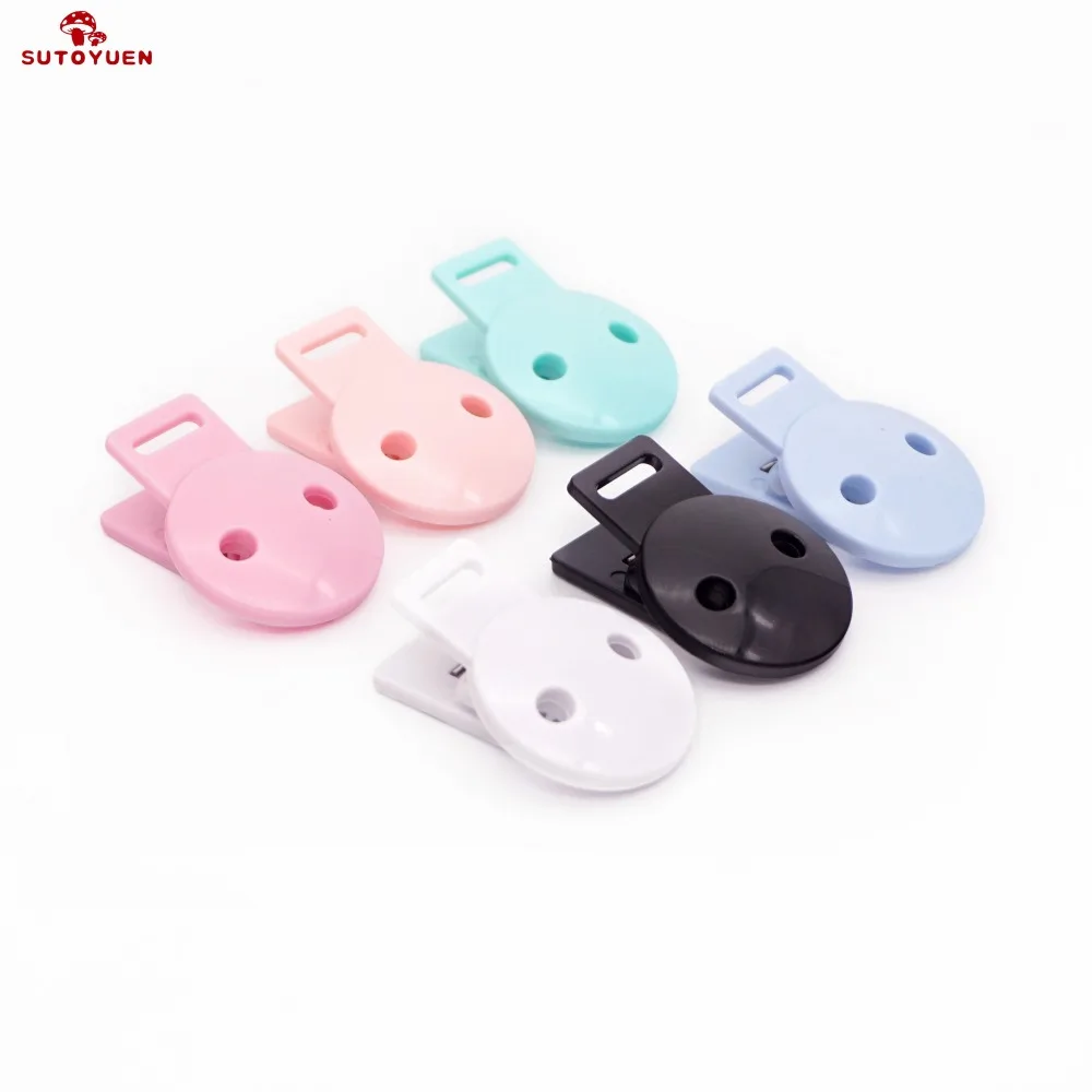 Sutoyuen 100pcs Plastic Round Baby Pacifier Clips For DIY Dummy Chain Holder Teething Toy Accessories Making