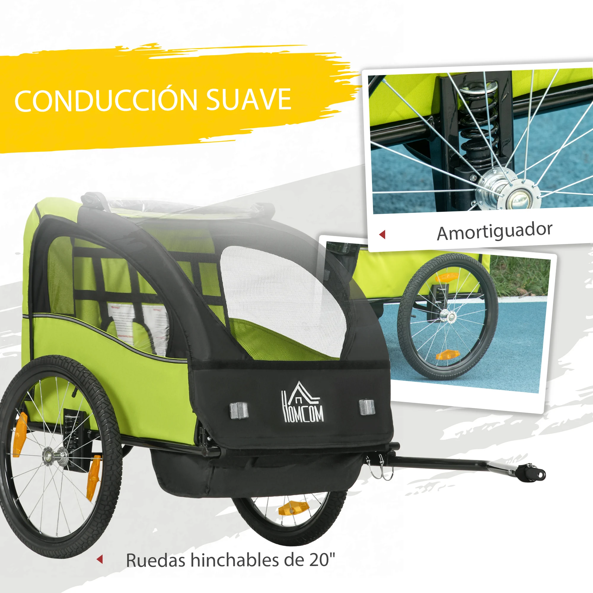 Homcom Bicycle Trailer for Children +18 Months with 2 Seats 140X88X90 cm