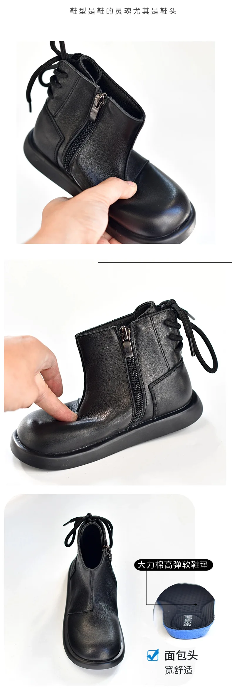 Genuine Leather Children Fashion Boots Autumn Winter Warm Snow Shoes Kids Girls Boys Casual Shoes Top Quality Retro Cowhide Boot