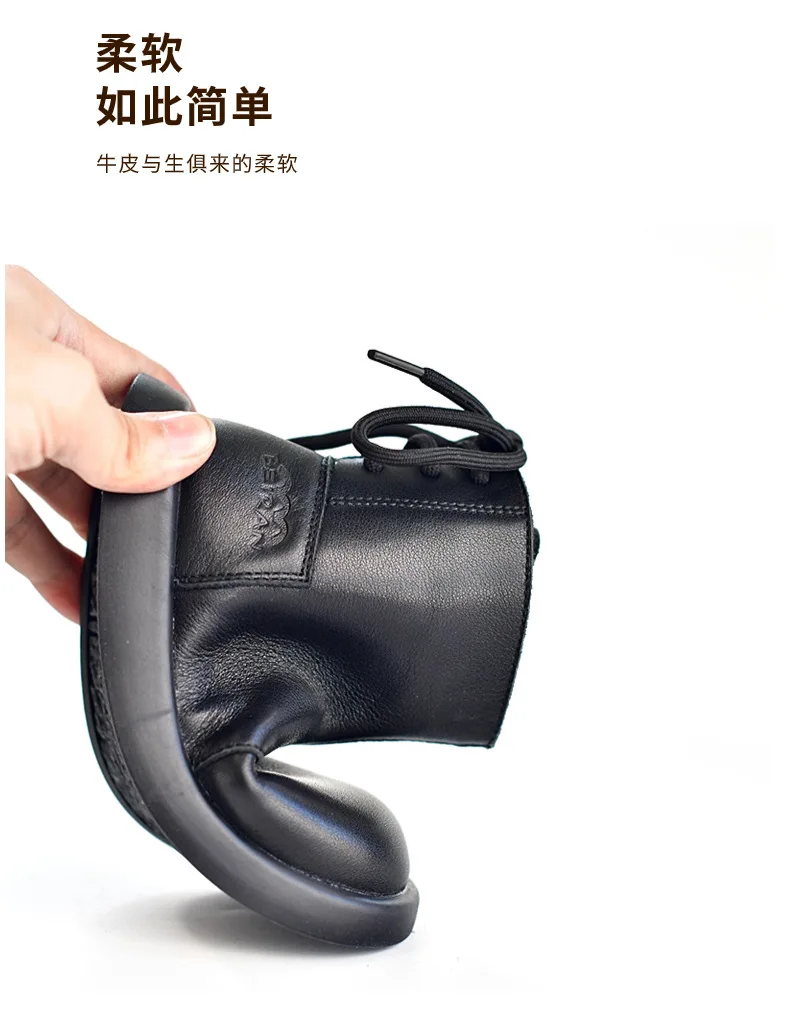 Genuine Leather Children Fashion Boots Autumn Winter Warm Snow Shoes Kids Girls Boys Casual Shoes Top Quality Retro Cowhide Boot