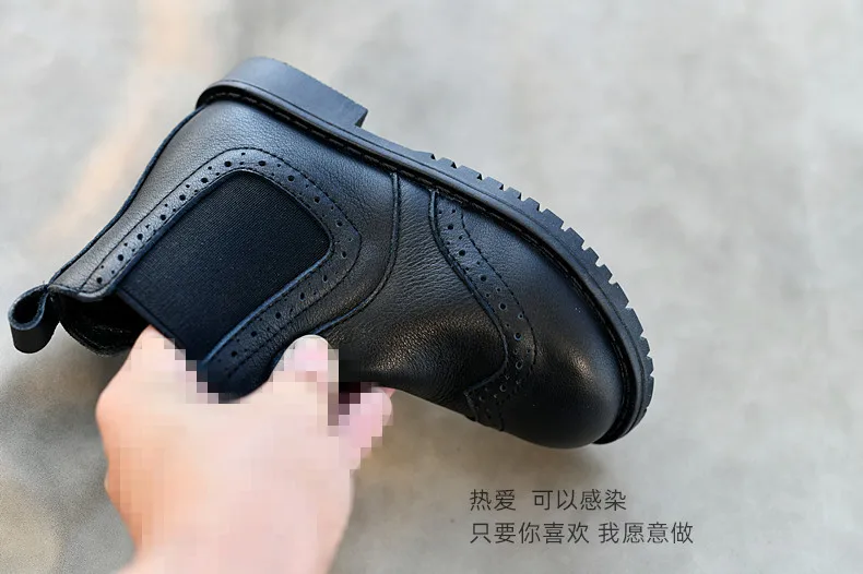 Genuine Leather Children Fashion Boots Autumn Winter Warm Snow Shoes Kids Girls Boys Casual Shoes Top Quality Retro Cowhide Boot