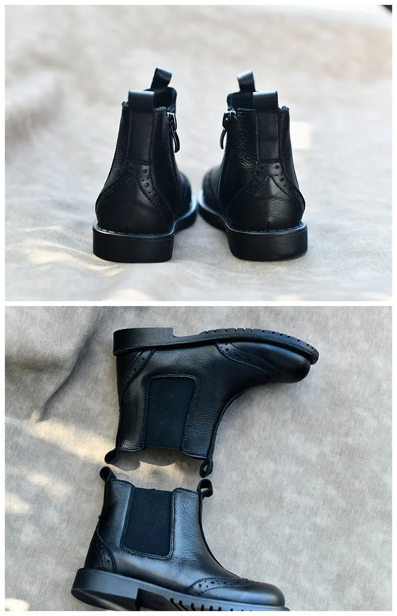 Genuine Leather Children Fashion Boots Autumn Winter Warm Snow Shoes Kids Girls Boys Casual Shoes Top Quality Retro Cowhide Boot