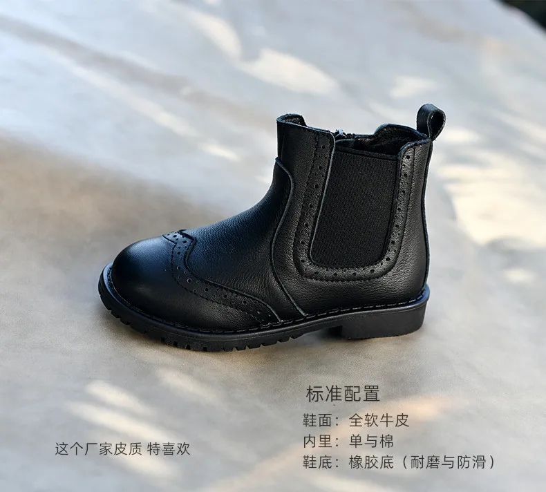 Genuine Leather Children Fashion Boots Autumn Winter Warm Snow Shoes Kids Girls Boys Casual Shoes Top Quality Retro Cowhide Boot