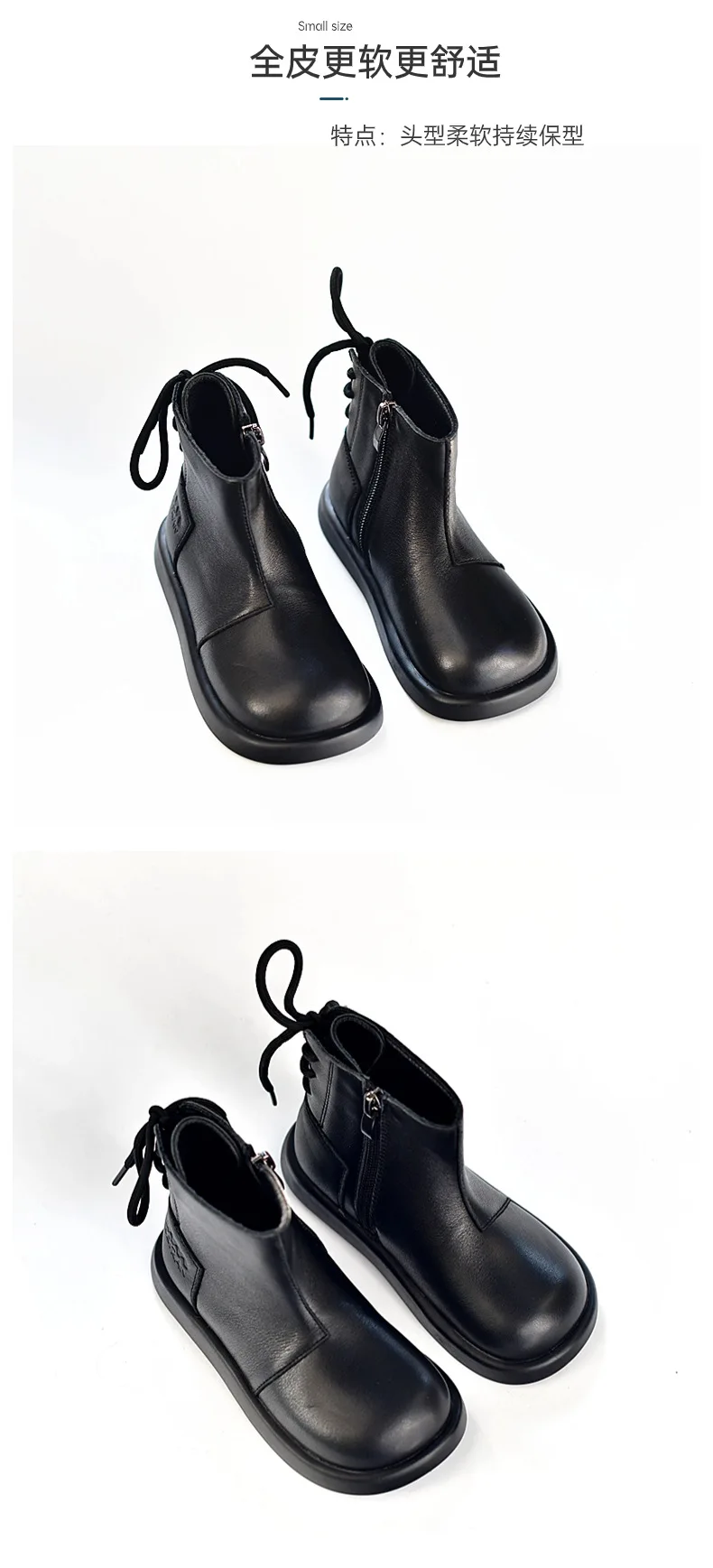 Genuine Leather Children Fashion Boots Autumn Winter Warm Snow Shoes Kids Girls Boys Casual Shoes Top Quality Retro Cowhide Boot