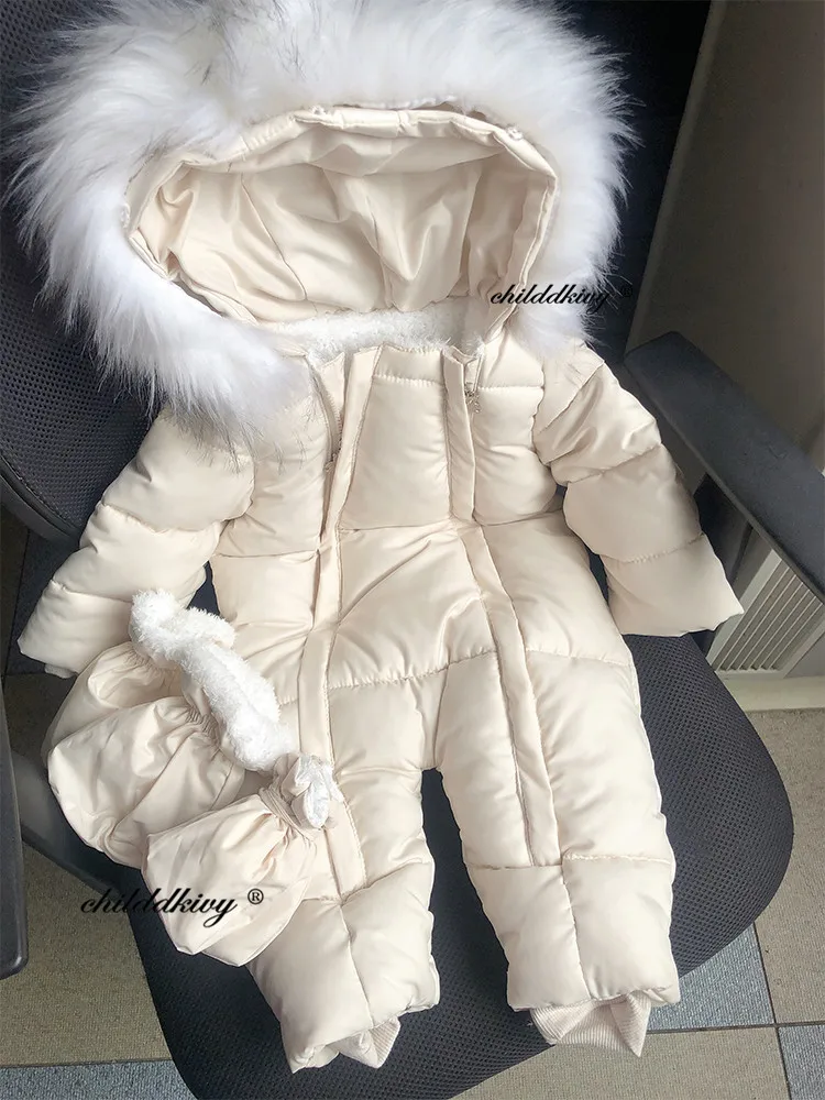 0-24 Months Newborn Baby Jumpsuit Winter Cotton Baby Romper With Gloves Hooded Thicken Boys Snowsuit Girl Clothing Set