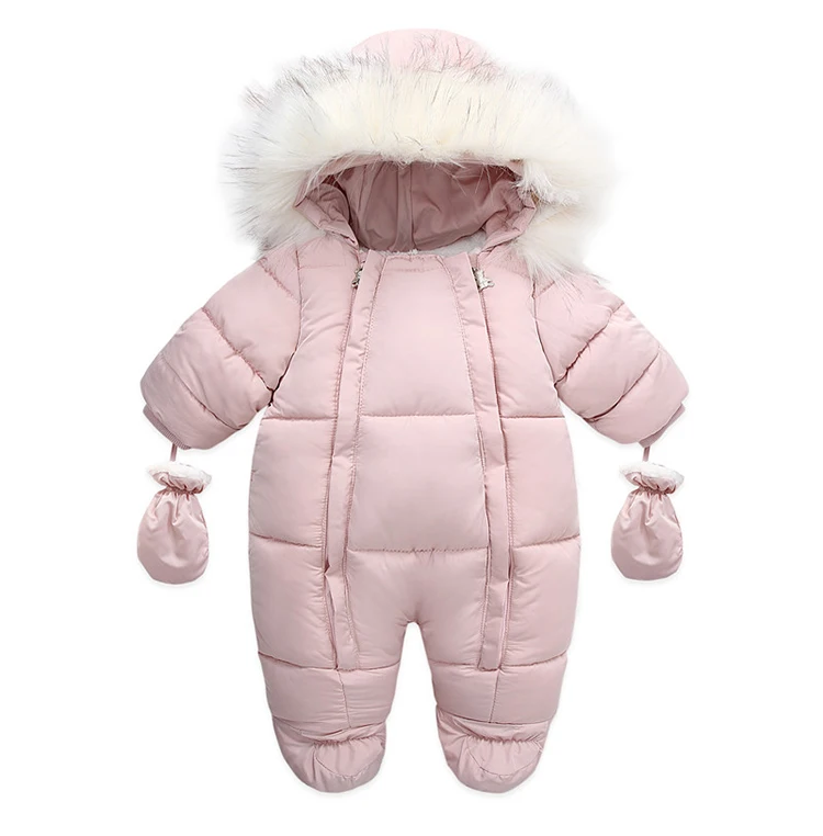 0-24 Months Newborn Baby Jumpsuit Winter Cotton Baby Romper With Gloves Hooded Thicken Boys Snowsuit Girl Clothing Set