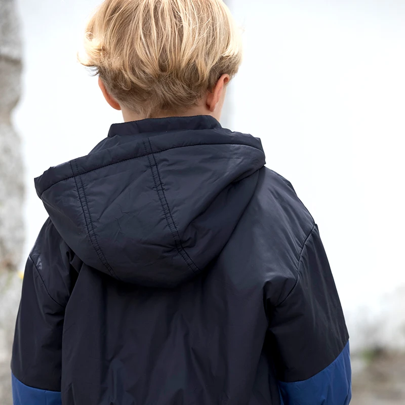 Dave Bella Autumn Winter Children Jacket Boys Warm Thicken Hooded Navy Blue Jackets Coat Kids Clothes Outerwear DB3241970