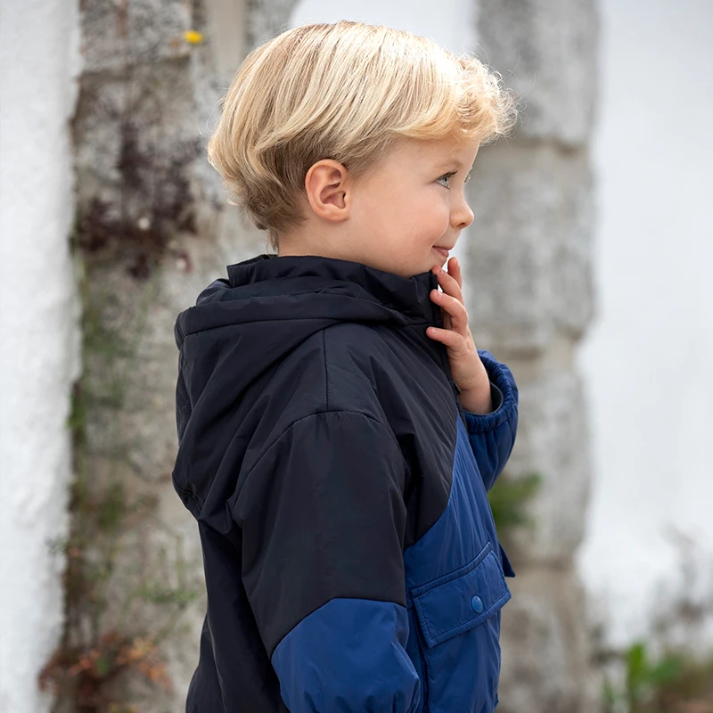 Dave Bella Autumn Winter Children Jacket Boys Warm Thicken Hooded Navy Blue Jackets Coat Kids Clothes Outerwear DB3241970