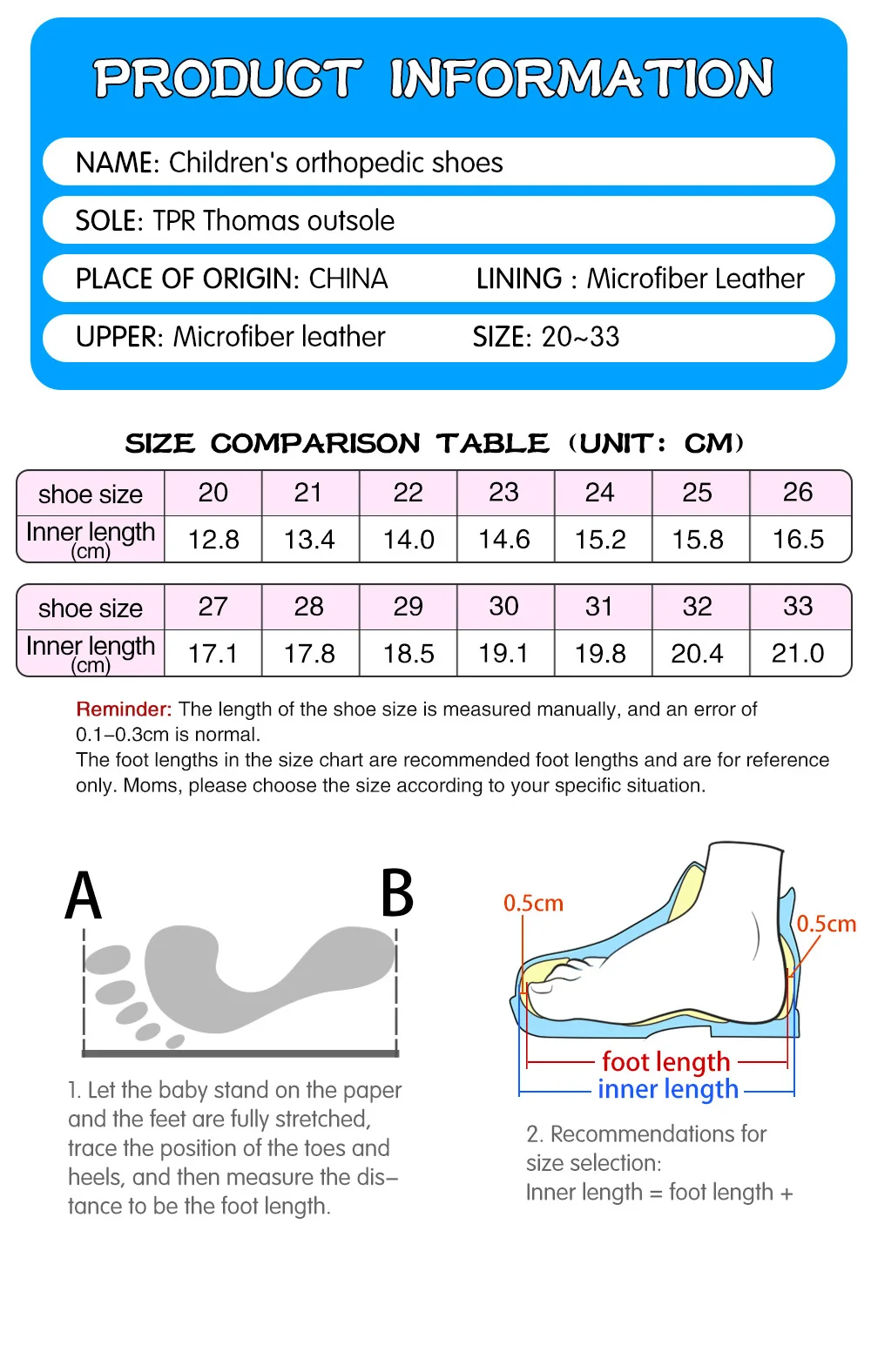 Ortoluckland Kids Boys Sandals Summer Children Orthopedic Shoes Toddler Kindergarten Arch Support Flatfeet Tiptoe Footwear