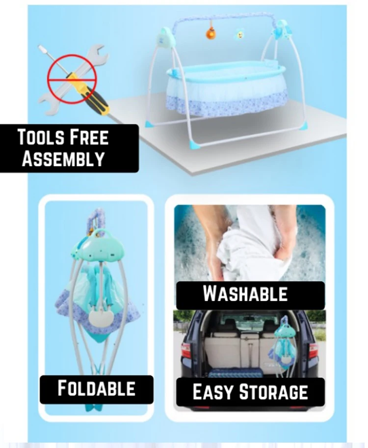 Newborn Baby Electric Rocking Chair Portable Cradle Bed Swing Chair With Bluetooth Music Remote Control Baby Cot 0-36 Month
