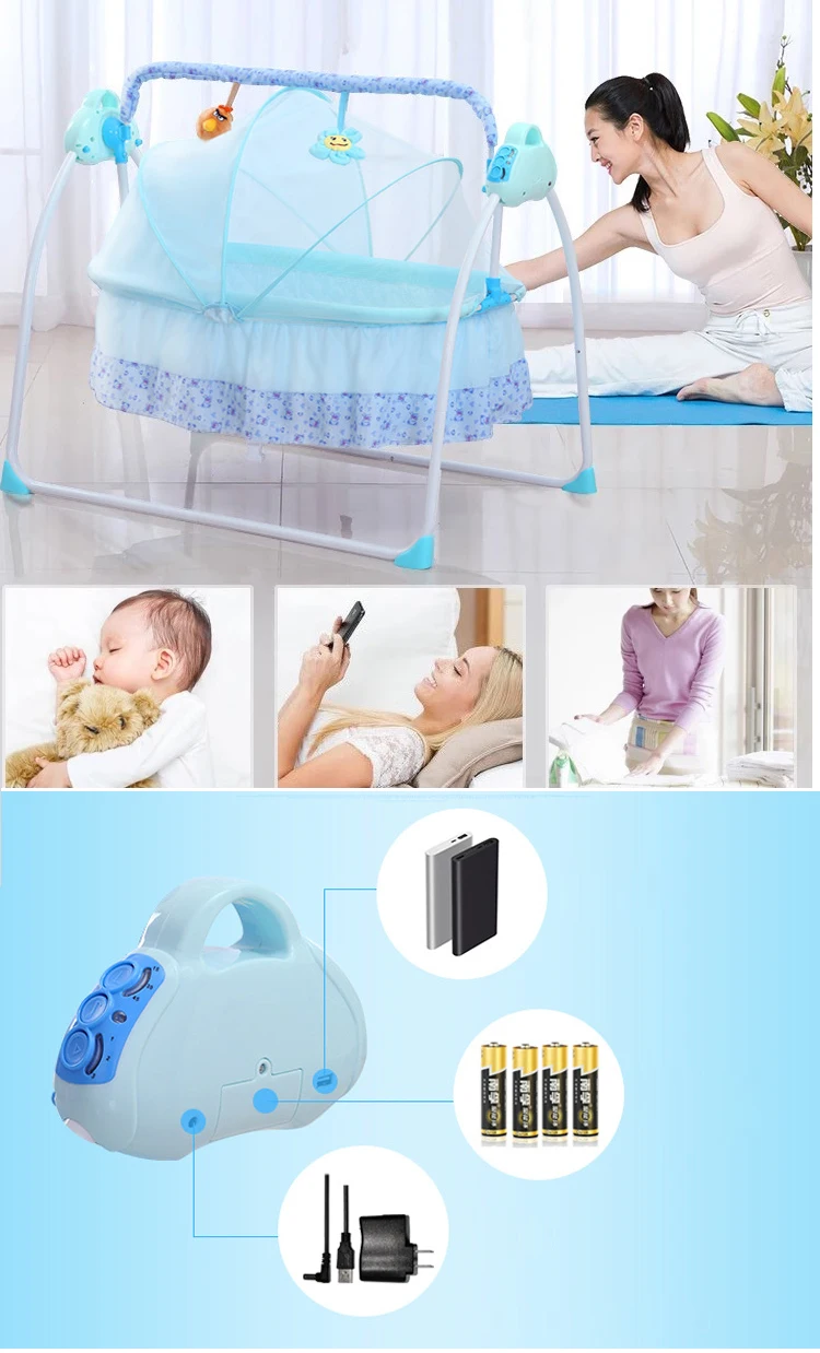 Newborn Baby Electric Rocking Chair Portable Cradle Bed Swing Chair With Bluetooth Music Remote Control Baby Cot 0-36 Month