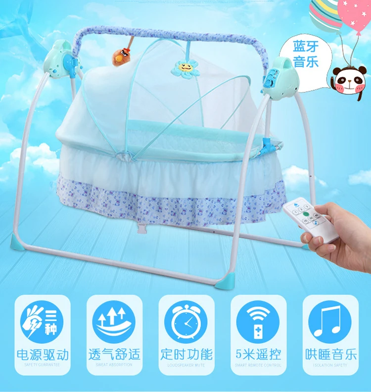 Newborn Baby Electric Rocking Chair Portable Cradle Bed Swing Chair With Bluetooth Music Remote Control Baby Cot 0-36 Month
