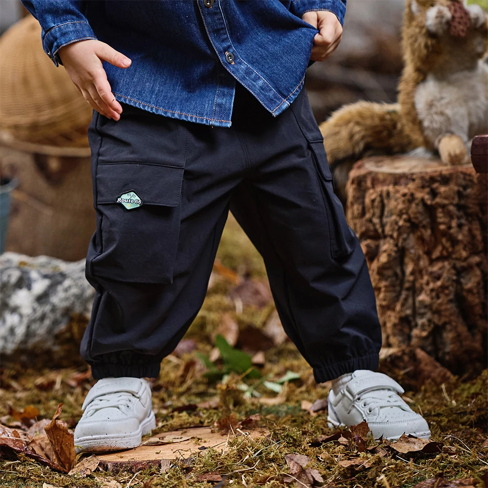 Dave Bella Children's Autumn Spring Cargo Pants Boys Gilrs Elastic Waist Casual Sports Jogger Pants Quick-dry Trousers DB3252905