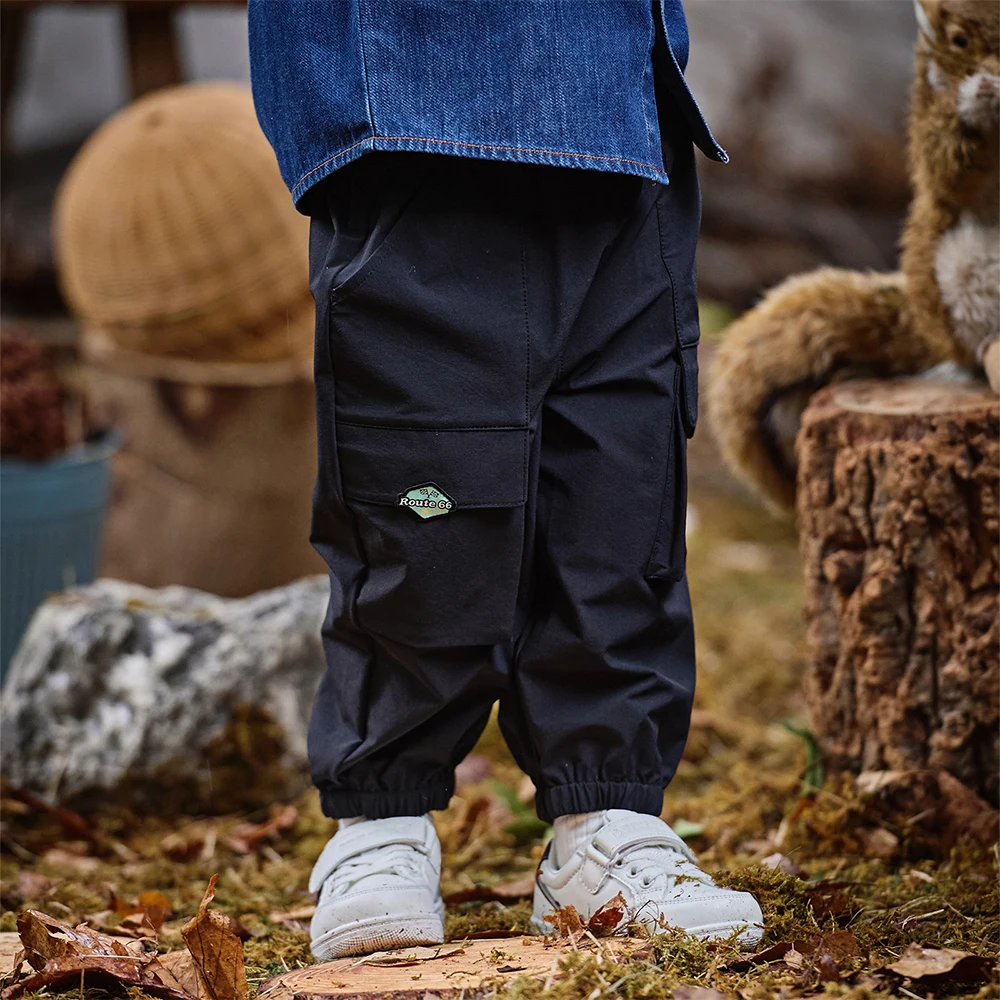 Dave Bella Children's Autumn Spring Cargo Pants Boys Gilrs Elastic Waist Casual Sports Jogger Pants Quick-dry Trousers DB3252905