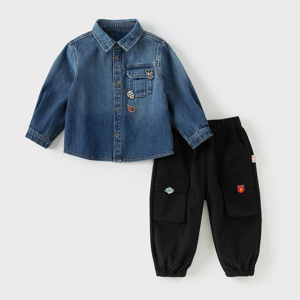 Dave Bella Children's Autumn Spring Cargo Pants Boys Gilrs Elastic Waist Casual Sports Jogger Pants Quick-dry Trousers DB3252905