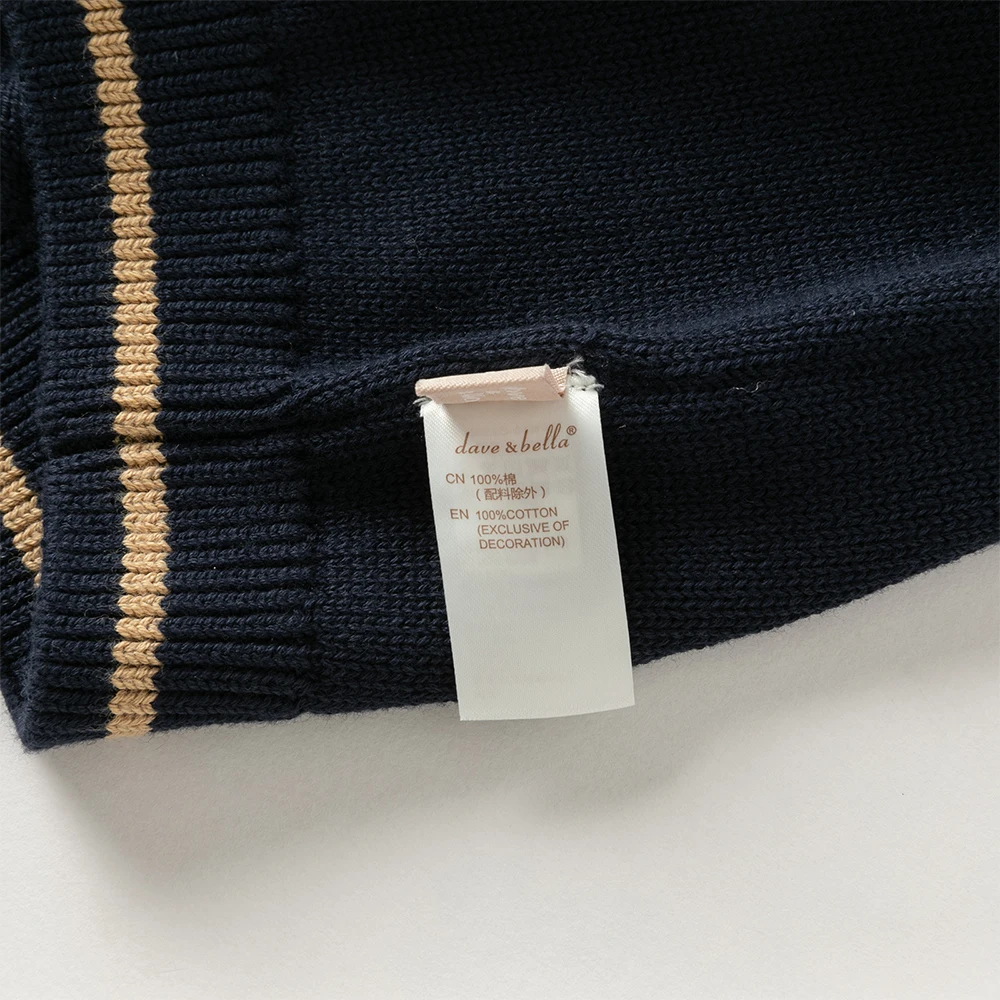 Dave Bella Autumn Winter Sweater for Boys Fake Two Pieces Knitted Sweater Children Outerwear Coat Kids Clothes DB4253907