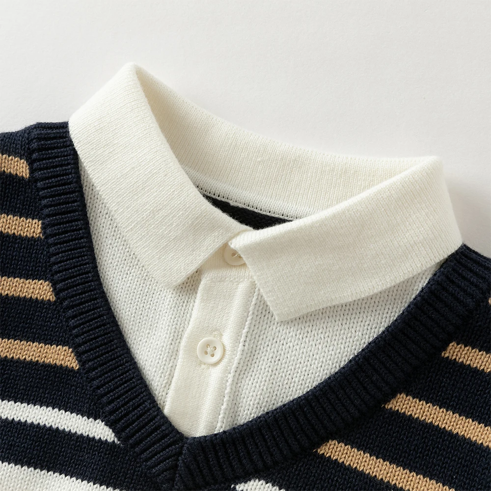 Dave Bella Autumn Winter Sweater for Boys Fake Two Pieces Knitted Sweater Children Outerwear Coat Kids Clothes DB4253907