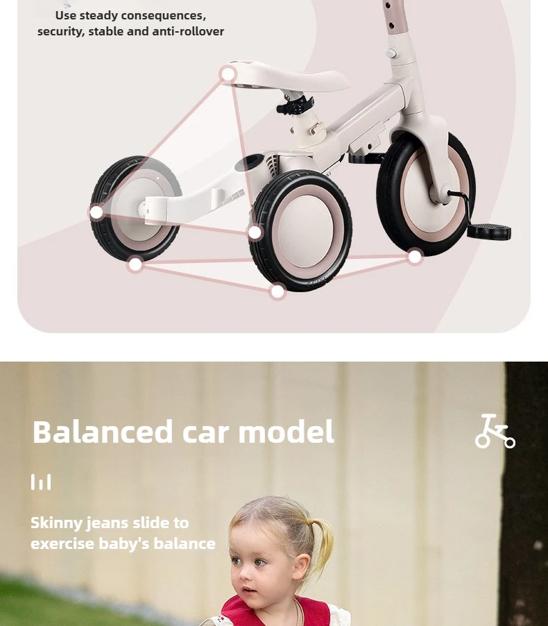 2026 New Children's Tricycle Bicycle Multi-function Trolley Baby Balance Car Scooter Three-in-one Baby Stroller