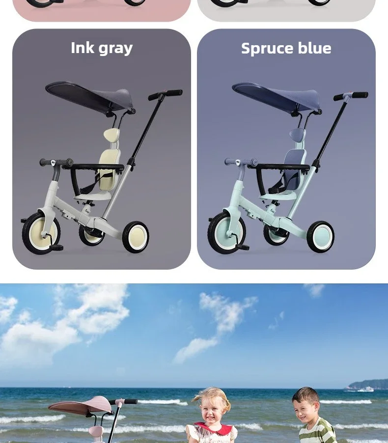 2026 New Children's Tricycle Bicycle Multi-function Trolley Baby Balance Car Scooter Three-in-one Baby Stroller