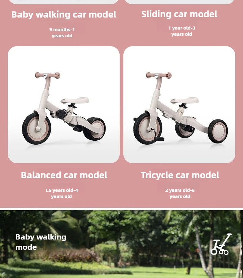 2026 New Children's Tricycle Bicycle Multi-function Trolley Baby Balance Car Scooter Three-in-one Baby Stroller