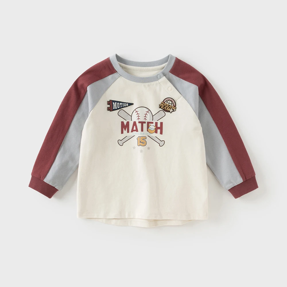 Dave Bella Boys Long Sleeve T-Shirt Kids Printed Autumn Spring T-shirt Tops Children Cotton Casual OUtdoor Clothes DB3252467