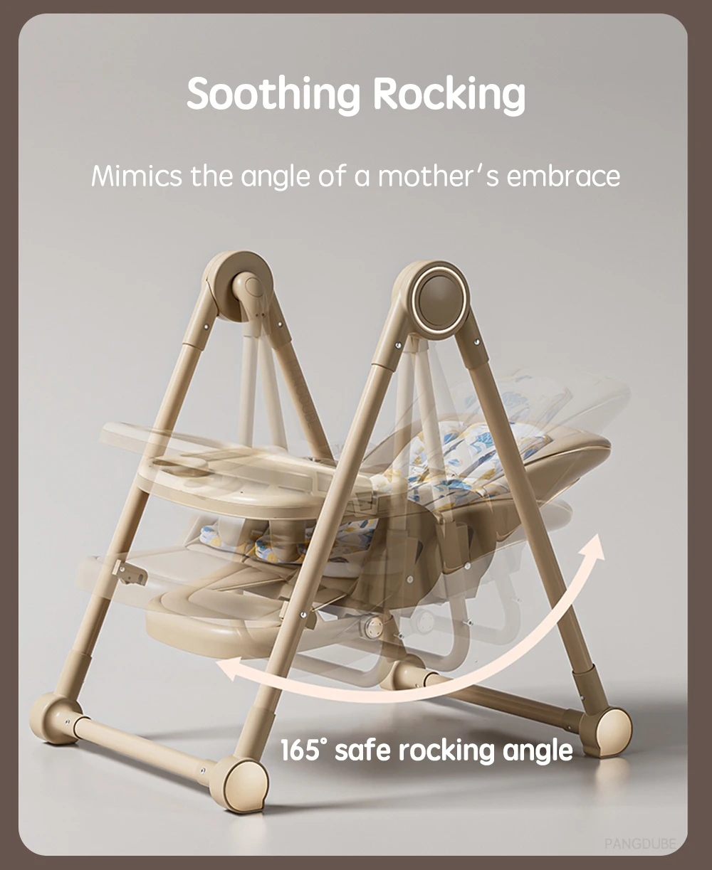 PANGDUBE 2-in-1 Baby High Chair Rocker Convertible Feeding Seat with Wheels Dual Trays Cushion Foldable for 6 Months-3 Years