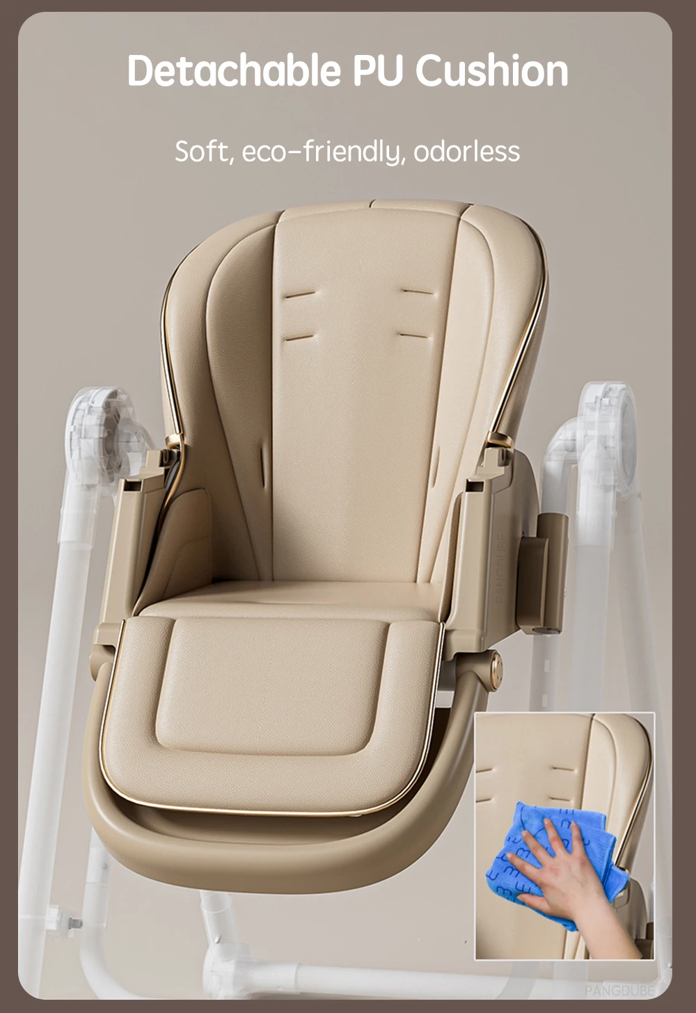 PANGDUBE 2-in-1 Baby High Chair Rocker Convertible Feeding Seat with Wheels Dual Trays Cushion Foldable for 6 Months-3 Years