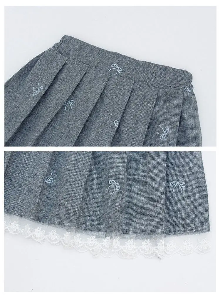Junior Girl JK School Uniform Set Unique Formal Chain Smart Jackets and Pleated Skirt 2Pcs School Kids Child Uniform Blazer Suit