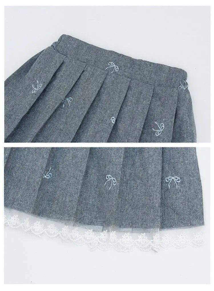 Junior Girl JK School Uniform Set Unique Formal Chain Smart Jackets and Pleated Skirt 2Pcs School Kids Child Uniform Blazer Suit