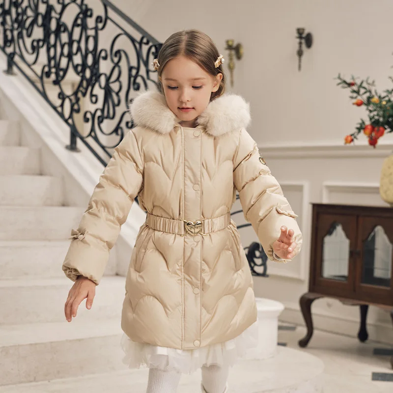 Dave Bella Girls Thicken Down Parka Jacket Children Winter Warm Hooded Down Coats Waterproof Outdoor Outwear Clothes DK4242934