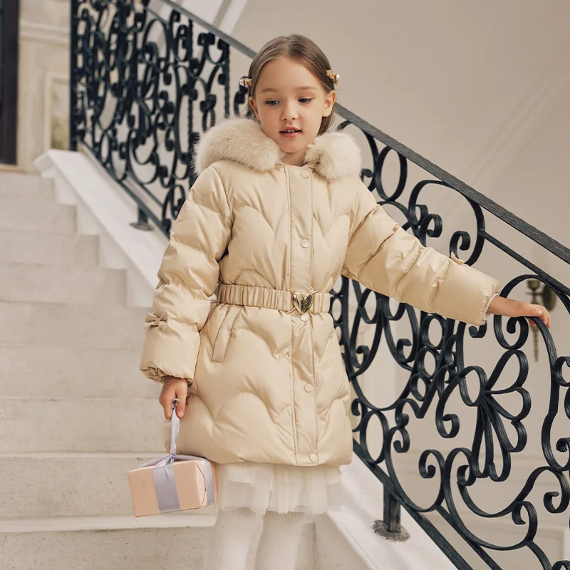 Dave Bella Girls Thicken Down Parka Jacket Children Winter Warm Hooded Down Coats Waterproof Outdoor Outwear Clothes DK4242934