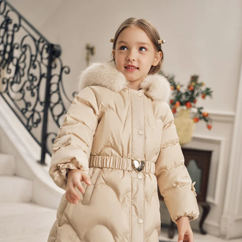 Dave Bella Girls Thicken Down Parka Jacket Children Winter Warm Hooded Down Coats Waterproof Outdoor Outwear Clothes DK4242934